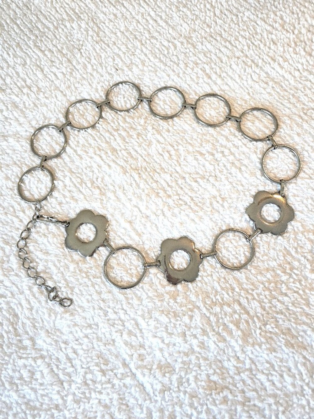 Silver Daisy Flower Chain Belt Y2K Bohemian Ring Link Waist Belt